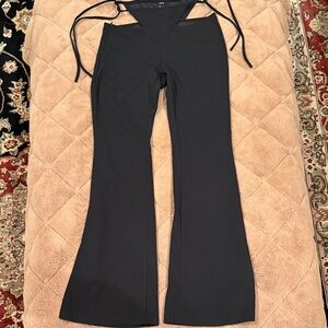 SHEIN Black Flare Pants with Tie Detail